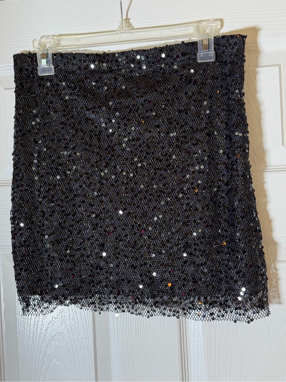 Madden Girl Black Sequin Mini Skirt L Flexible Stunning Night Out